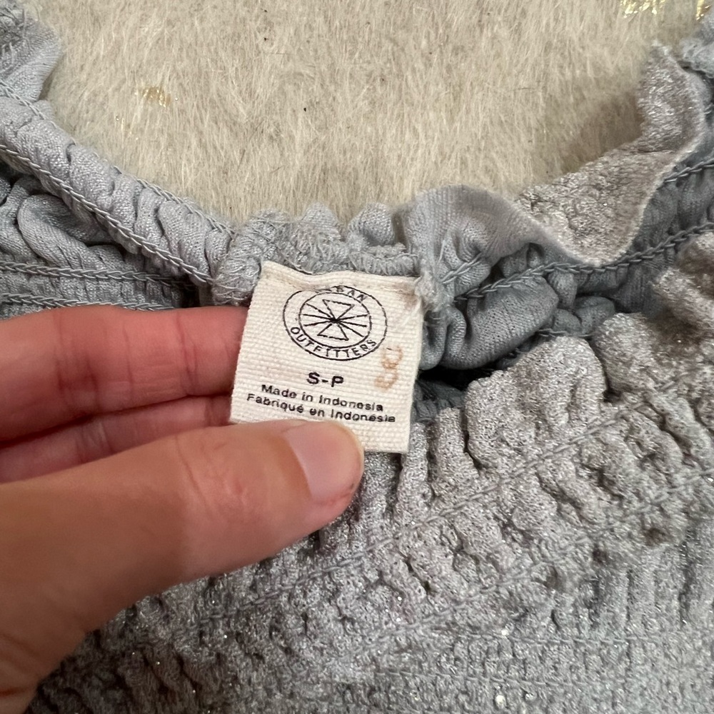 Urban outfitters smocked glitter silver crop top - Picture 3 of 6